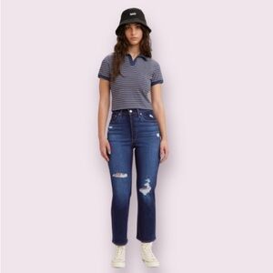 Levi’s Ribcage Ankle Straight Jean in Dark Blue